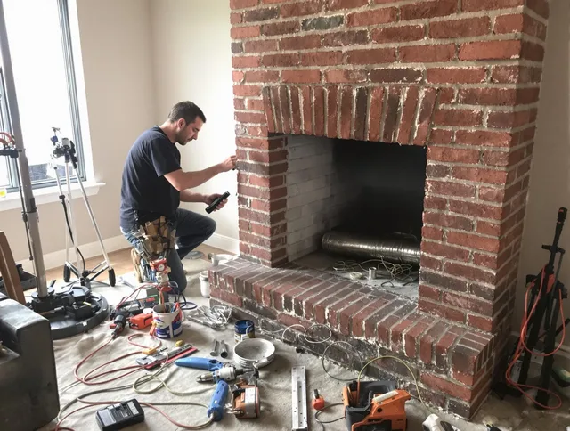 Twinsburg Chimney Sweep specialist finalizing chimney liner service in Twinsburg, OH