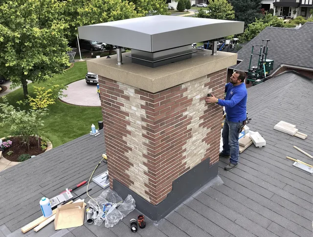 Twinsburg Chimney Sweep team working on a custom chimney remodel in Twinsburg, OH