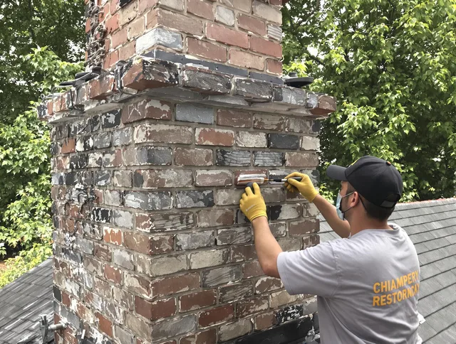 In-progress chimney restoration by Twinsburg Chimney Sweep in Twinsburg, OH