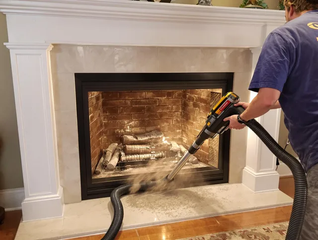 Fireplace cleaning performed by Twinsburg Chimney Sweep in Twinsburg, OH