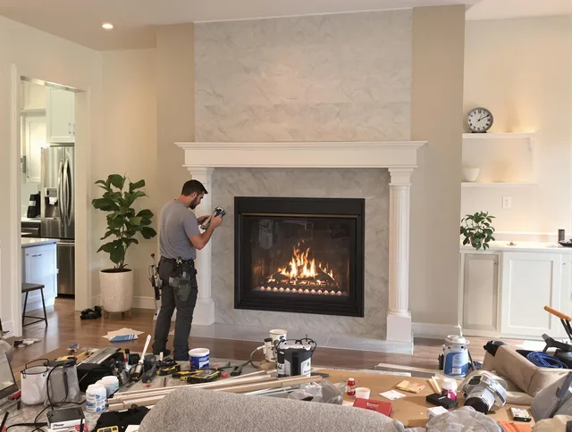 Newly installed fireplace by Twinsburg Chimney Sweep in Twinsburg, OH